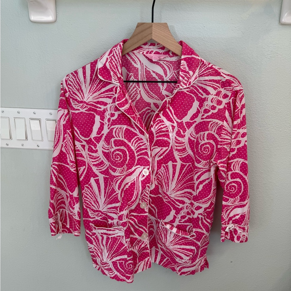 Lily Pulitzer pink shell cotton sleep shirt